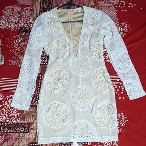 Cute Trendy lace white dress small